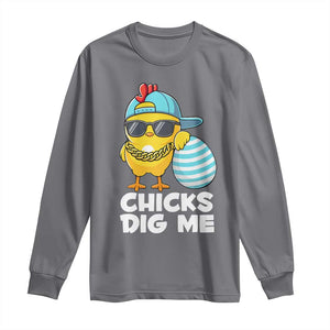 Funny Easter Long Sleeve Shirt Chicks Dig Me TS10 Charcoal Print Your Wear