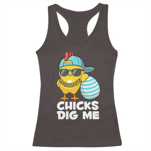 Funny Easter Racerback Tank Top Chicks Dig Me TS10 Dark Chocolate Print Your Wear