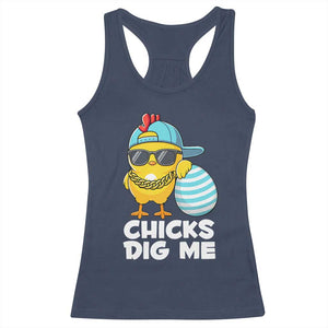 Funny Easter Racerback Tank Top Chicks Dig Me TS10 Navy Print Your Wear