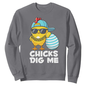 Funny Easter Sweatshirt Chicks Dig Me TS10 Charcoal Print Your Wear