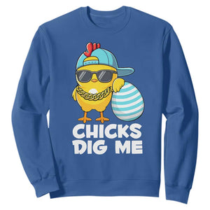 Funny Easter Sweatshirt Chicks Dig Me TS10 Royal Blue Print Your Wear
