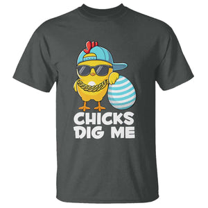 Funny Easter T Shirt Chicks Dig Me TS10 Dark Heather Print Your Wear