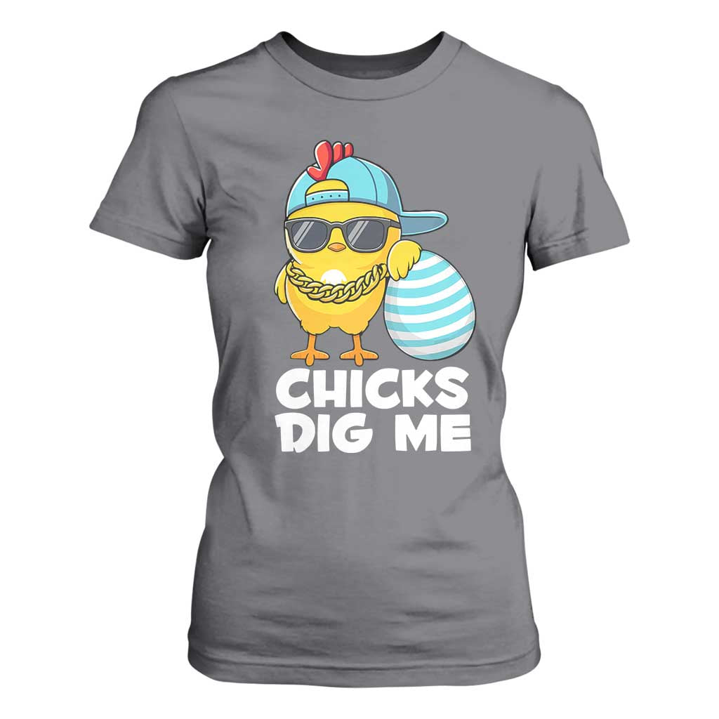 Funny Easter T Shirt For Women Chicks Dig Me TS10 Charcoal Print Your Wear
