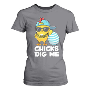 Funny Easter T Shirt For Women Chicks Dig Me TS10 Charcoal Print Your Wear