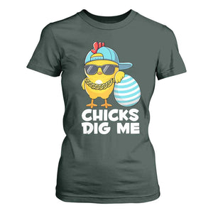 Funny Easter T Shirt For Women Chicks Dig Me TS10 Dark Forest Green Print Your Wear