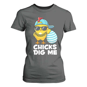 Funny Easter T Shirt For Women Chicks Dig Me TS10 Dark Heather Print Your Wear