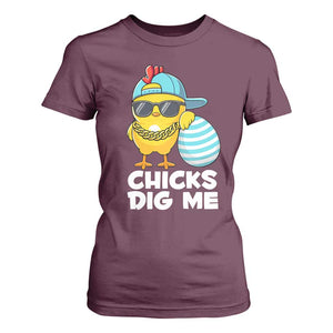 Funny Easter T Shirt For Women Chicks Dig Me TS10 Maroon Print Your Wear