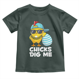 Funny Easter Toddler T Shirt Chicks Dig Me TS10 Dark Forest Green Print Your Wear