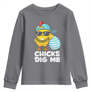 Funny Easter Youth Sweatshirt Chicks Dig Me TS10 Charcoal Print Your Wear