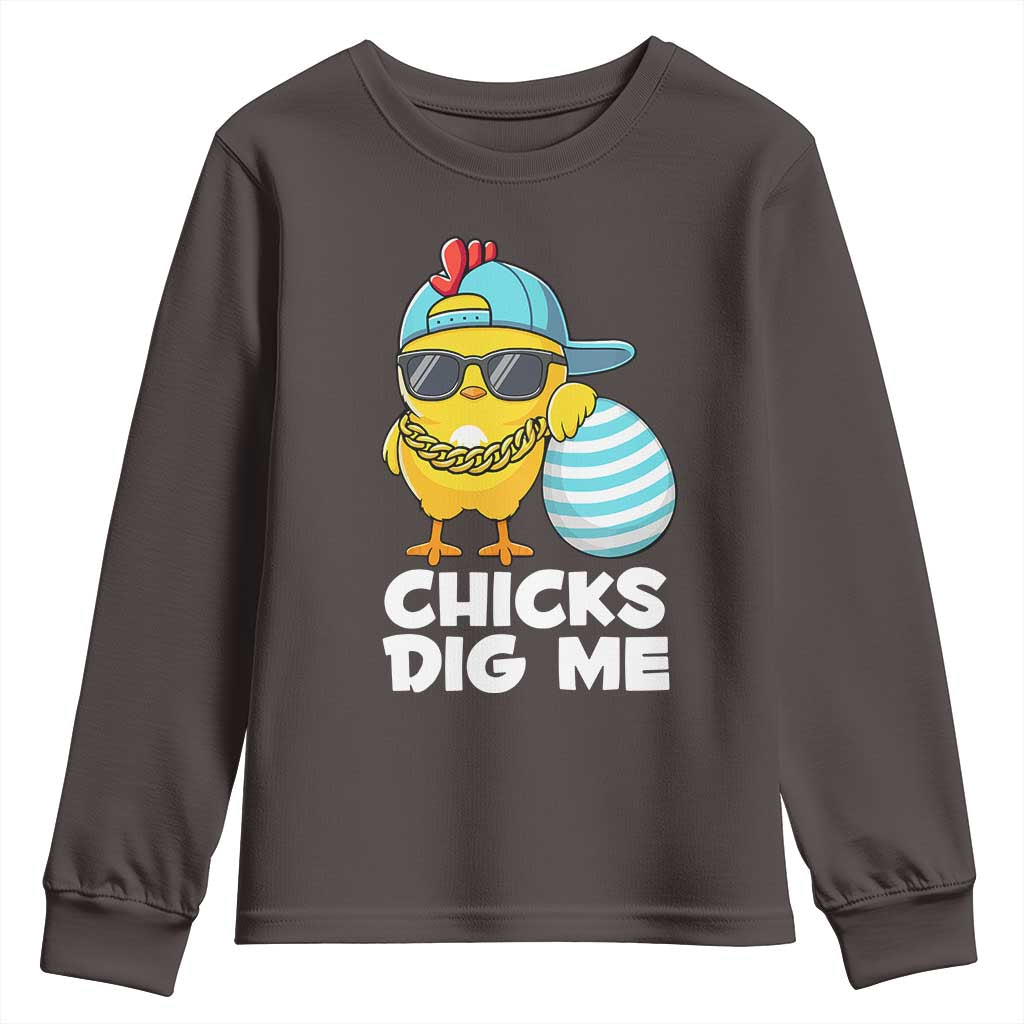 Funny Easter Youth Sweatshirt Chicks Dig Me TS10 Dark Chocolate Print Your Wear