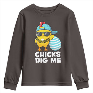 Funny Easter Youth Sweatshirt Chicks Dig Me TS10 Dark Chocolate Print Your Wear