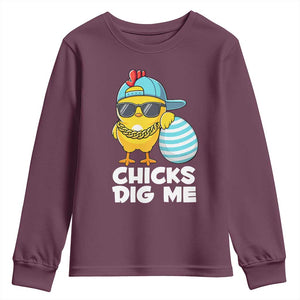 Funny Easter Youth Sweatshirt Chicks Dig Me TS10 Maroon Print Your Wear