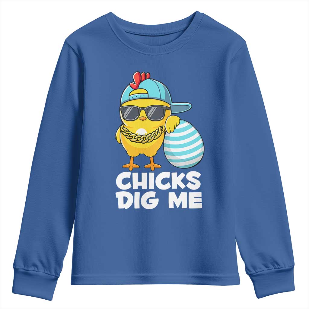 Funny Easter Youth Sweatshirt Chicks Dig Me TS10 Royal Blue Print Your Wear