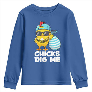 Funny Easter Youth Sweatshirt Chicks Dig Me TS10 Royal Blue Print Your Wear
