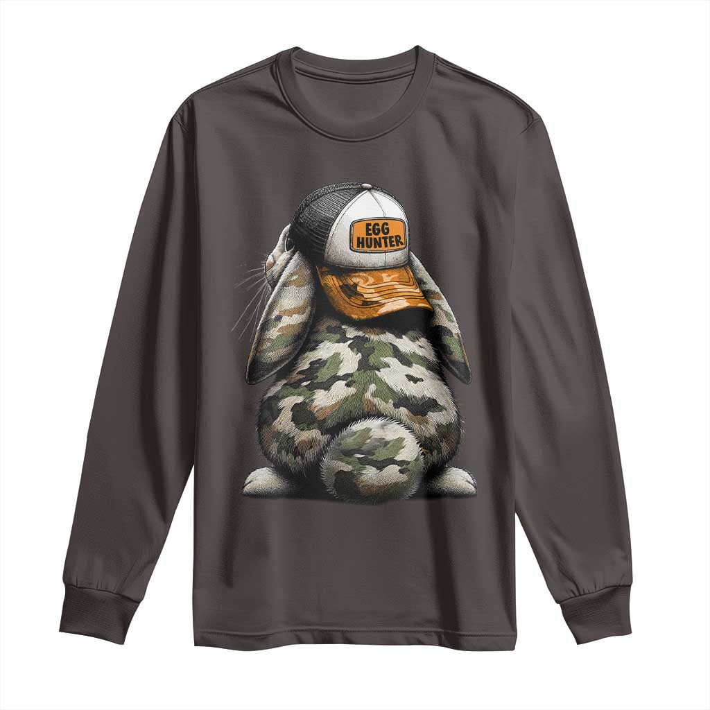Camo Easter Bunny Long Sleeve Shirt Egg Hunter Kids TS10 Dark Chocolate Print Your Wear