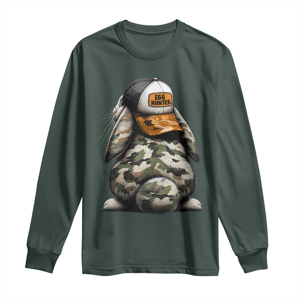 Camo Easter Bunny Long Sleeve Shirt Egg Hunter Kids TS10 Dark Forest Green Print Your Wear