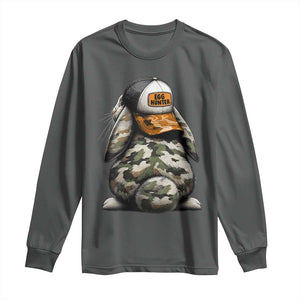 Camo Easter Bunny Long Sleeve Shirt Egg Hunter Kids TS10 Dark Heather Print Your Wear