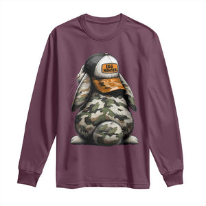 Camo Easter Bunny Long Sleeve Shirt Egg Hunter Kids TS10 Maroon Print Your Wear