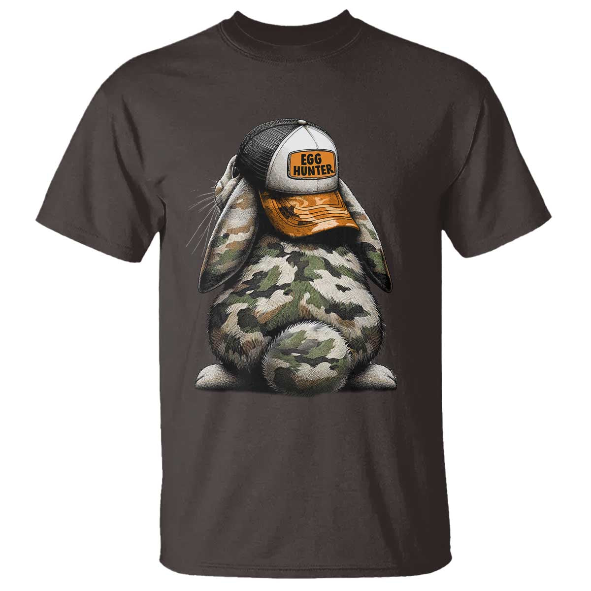 Camo Easter Bunny T Shirt Egg Hunter Kids TS10 Dark Chocolate Print Your Wear