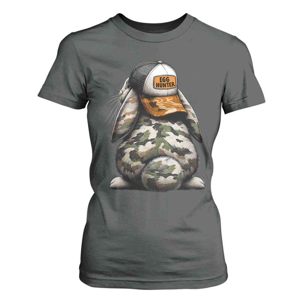Camo Easter Bunny T Shirt For Women Egg Hunter Kids TS10 Dark Heather Print Your Wear