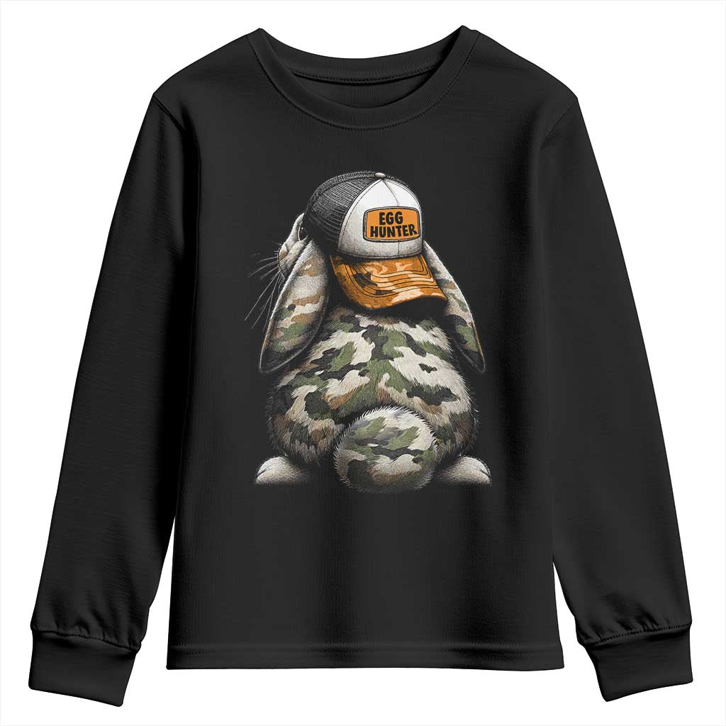 Camo Easter Bunny Youth Sweatshirt Egg Hunter Kids TS10 Black Print Your Wear