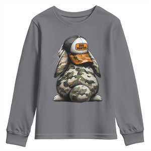 Camo Easter Bunny Youth Sweatshirt Egg Hunter Kids TS10 Charcoal Print Your Wear