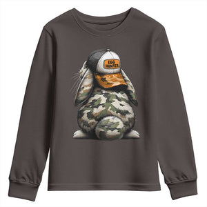 Camo Easter Bunny Youth Sweatshirt Egg Hunter Kids TS10 Dark Chocolate Print Your Wear