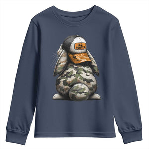 Camo Easter Bunny Youth Sweatshirt Egg Hunter Kids TS10 Navy Print Your Wear
