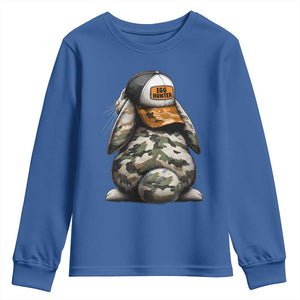 Camo Easter Bunny Youth Sweatshirt Egg Hunter Kids TS10 Royal Blue Print Your Wear