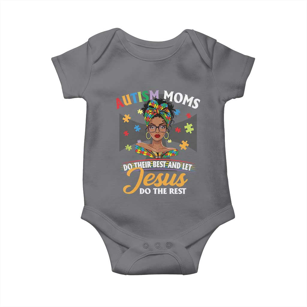 Afro Autism Mom Baby Onesie African American Autistic Black Mama Religious Cross TS10 Charcoal Print Your Wear