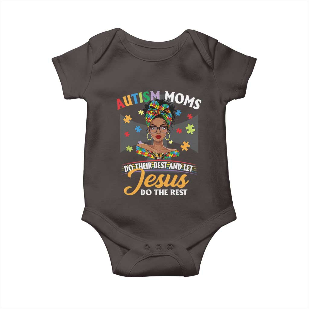 Afro Autism Mom Baby Onesie African American Autistic Black Mama Religious Cross TS10 Dark Chocolate Print Your Wear