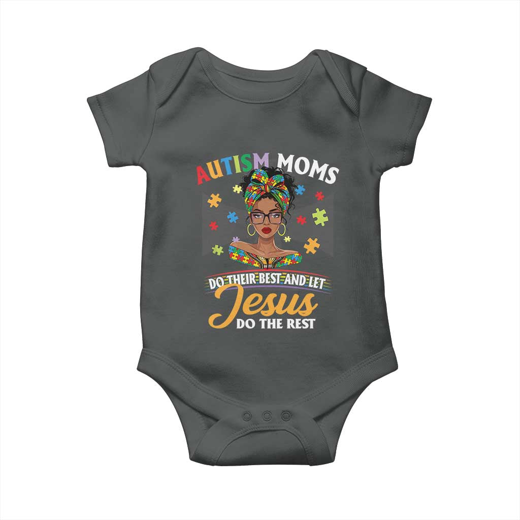 Afro Autism Mom Baby Onesie African American Autistic Black Mama Religious Cross TS10 Dark Heather Print Your Wear