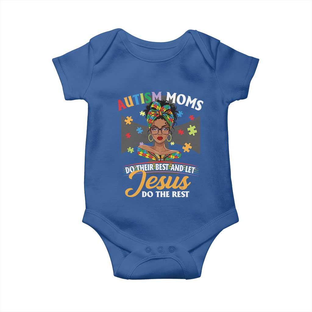 Afro Autism Mom Baby Onesie African American Autistic Black Mama Religious Cross TS10 Royal Blue Print Your Wear