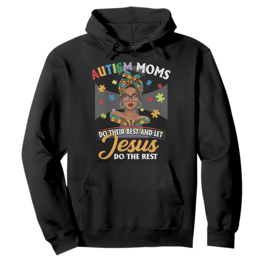 Afro Autism Mom Hoodie African American Autistic Black Mama Religious Cross TS10 Black Print Your Wear