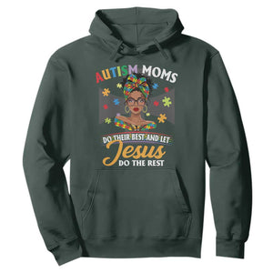 Afro Autism Mom Hoodie African American Autistic Black Mama Religious Cross TS10 Dark Forest Green Print Your Wear
