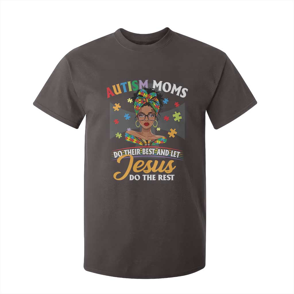 Afro Autism Mom T Shirt For Kid African American Autistic Black Mama Religious Cross TS10 Dark Chocolate Print Your Wear
