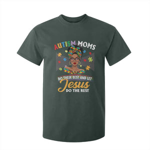 Afro Autism Mom T Shirt For Kid African American Autistic Black Mama Religious Cross TS10 Dark Forest Green Print Your Wear
