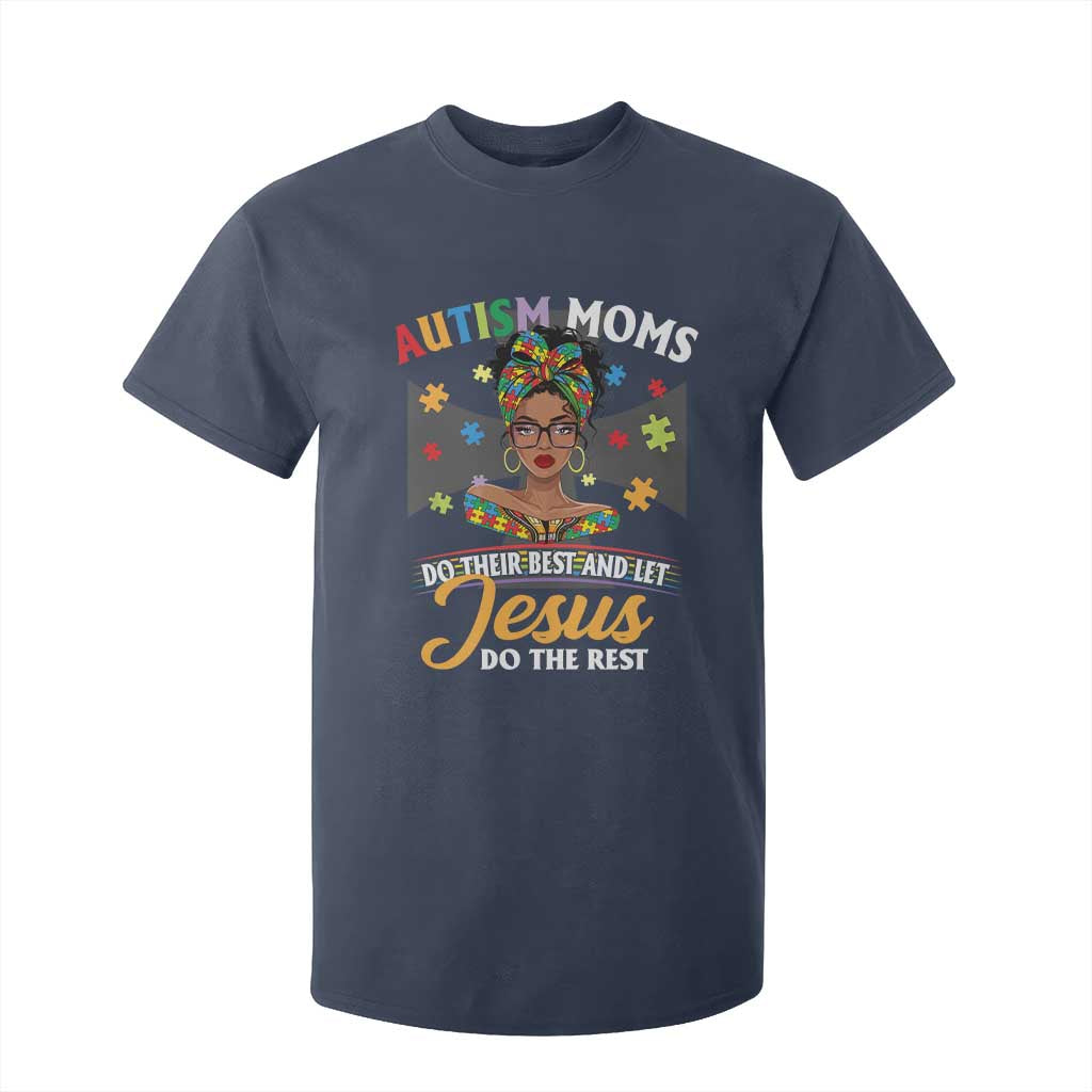 Afro Autism Mom T Shirt For Kid African American Autistic Black Mama Religious Cross TS10 Navy Print Your Wear