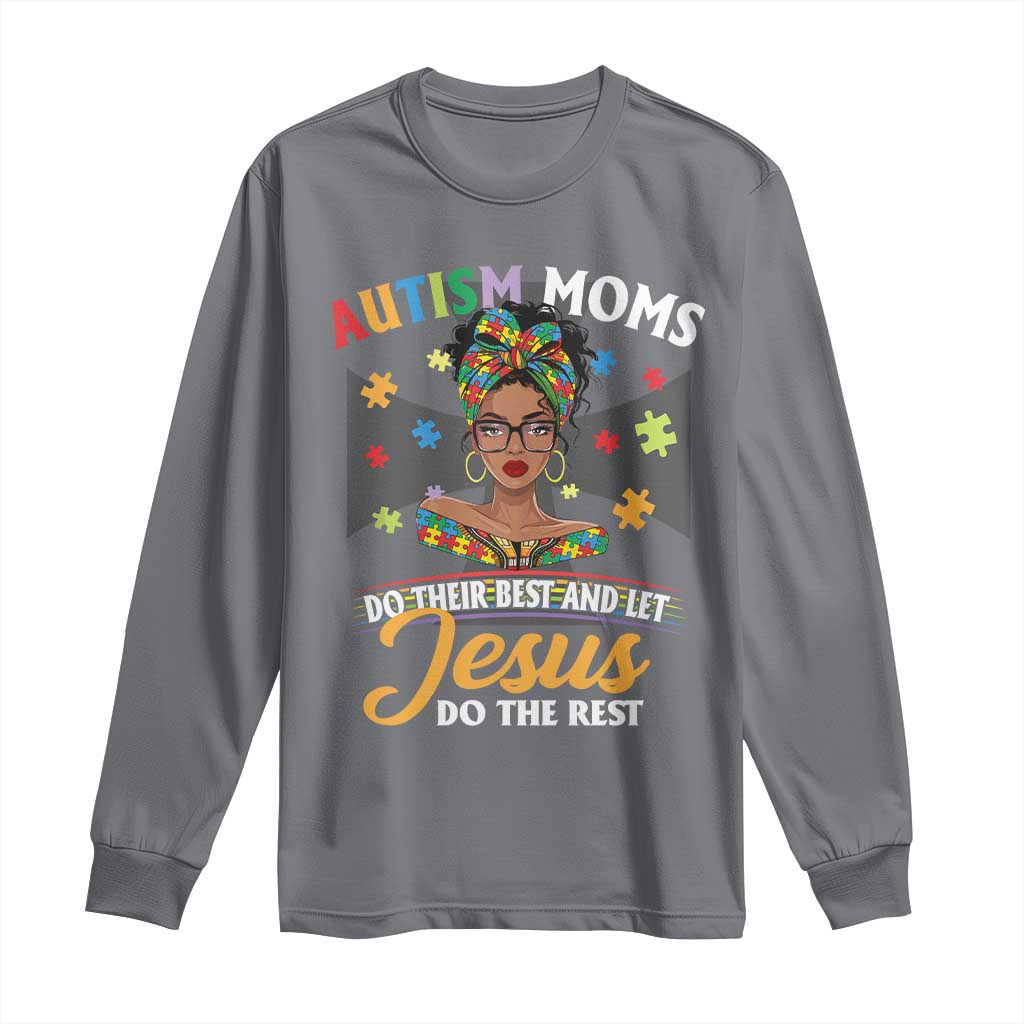 Afro Autism Mom Long Sleeve Shirt African American Autistic Black Mama Religious Cross TS10 Charcoal Print Your Wear