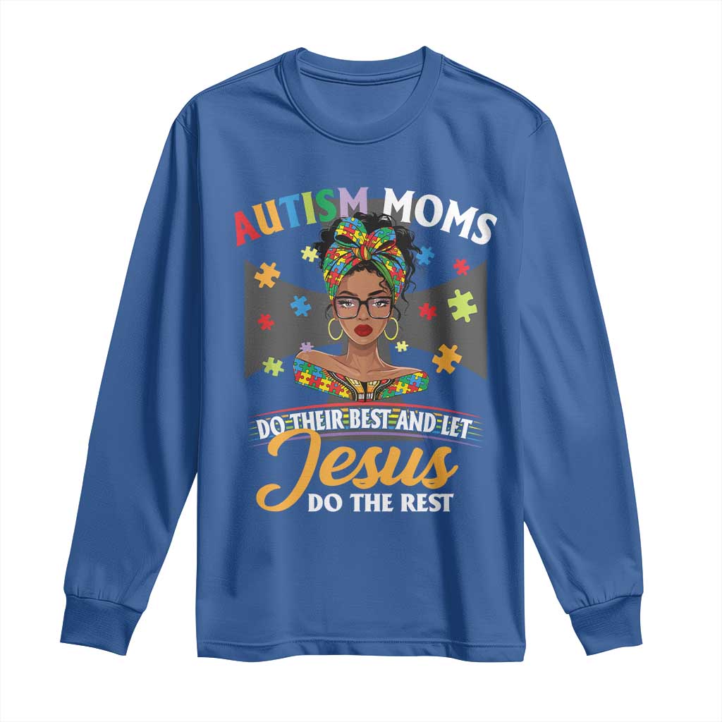 Afro Autism Mom Long Sleeve Shirt African American Autistic Black Mama Religious Cross TS10 Royal Blue Print Your Wear