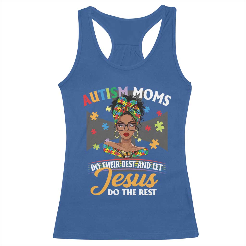 Afro Autism Mom Racerback Tank Top African American Autistic Black Mama Religious Cross TS10 Royal Blue Print Your Wear