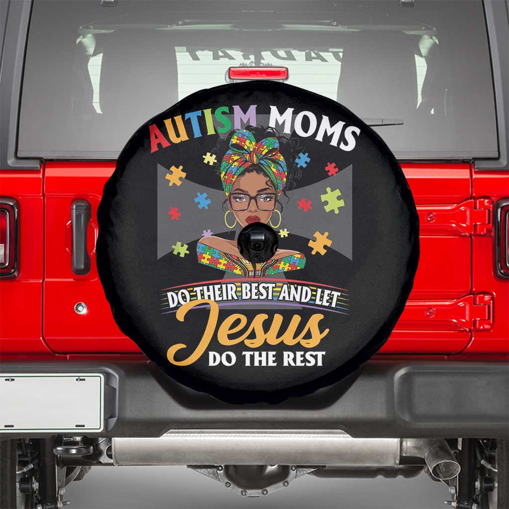 Afro Autism Mom Spare Tire Cover African American Autistic Black Mama Religious Cross TS10 Black Print Your Wear