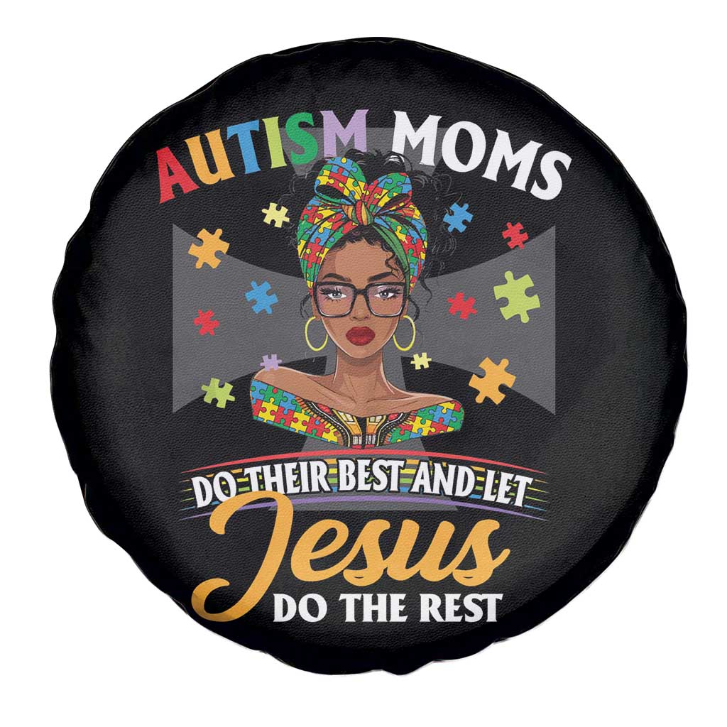 Afro Autism Mom Spare Tire Cover African American Autistic Black Mama Religious Cross TS10 Print Your Wear