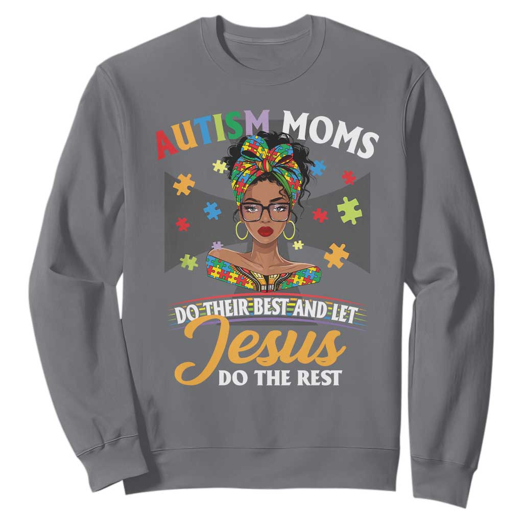 Afro Autism Mom Sweatshirt African American Autistic Black Mama Religious Cross TS10 Charcoal Print Your Wear