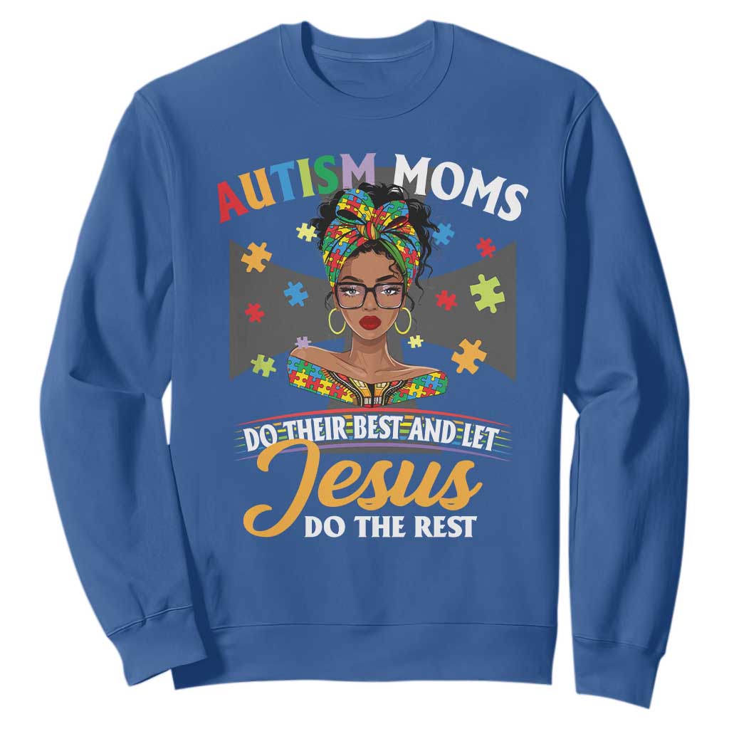 Afro Autism Mom Sweatshirt African American Autistic Black Mama Religious Cross TS10 Royal Blue Print Your Wear