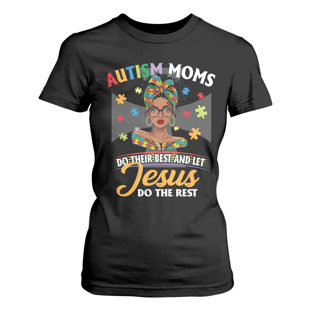 Afro Autism Mom T Shirt For Women African American Autistic Black Mama Religious Cross TS10 Black Print Your Wear