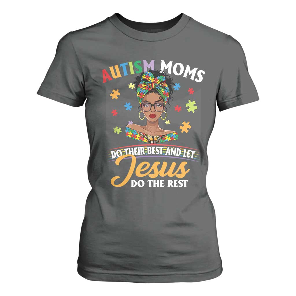 Afro Autism Mom T Shirt For Women African American Autistic Black Mama Religious Cross TS10 Dark Heather Print Your Wear