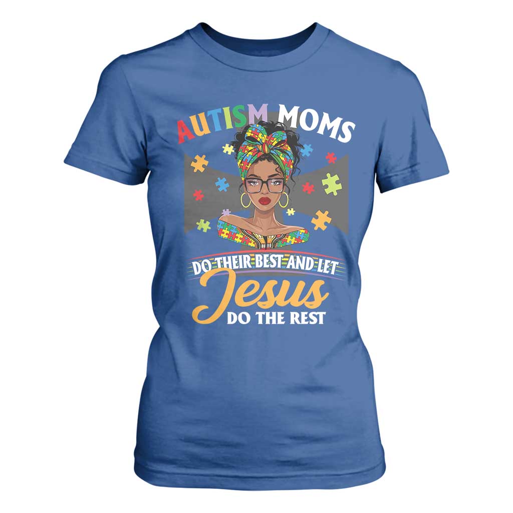 Afro Autism Mom T Shirt For Women African American Autistic Black Mama Religious Cross TS10 Royal Blue Print Your Wear