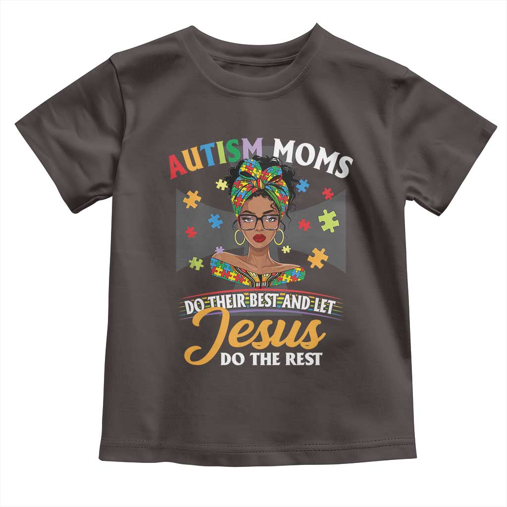 Afro Autism Mom Toddler T Shirt African American Autistic Black Mama Religious Cross TS10 Dark Chocolate Print Your Wear