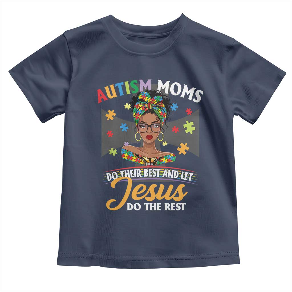 Afro Autism Mom Toddler T Shirt African American Autistic Black Mama Religious Cross TS10 Navy Print Your Wear